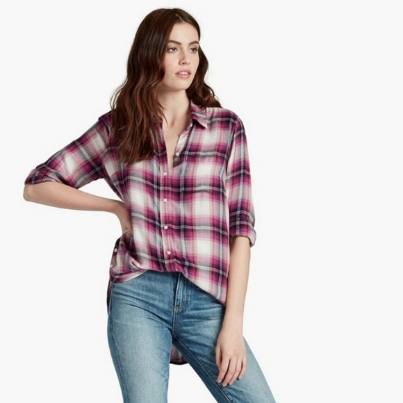 Lucky Brand - Side Button Plaid Shirt - Size XS - Picture 2 of 8